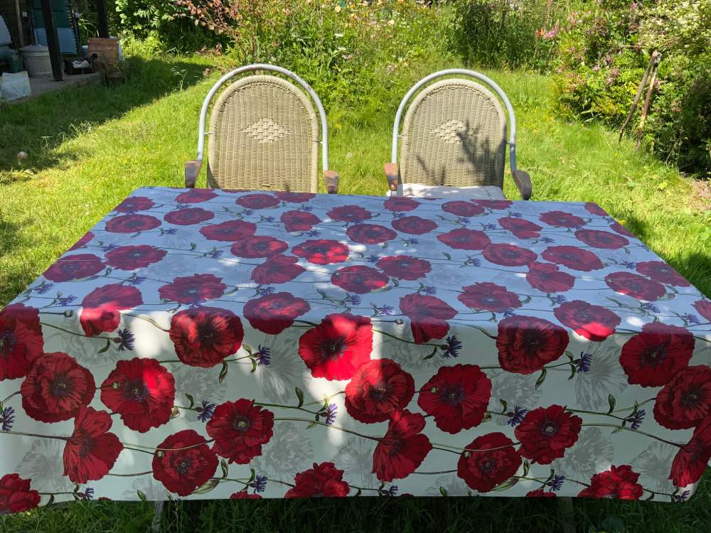 Poppies & Cornflowers Extra Wide French Oilcloth in Rouge